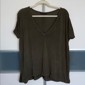 Brandy Melville Army Green Vneck